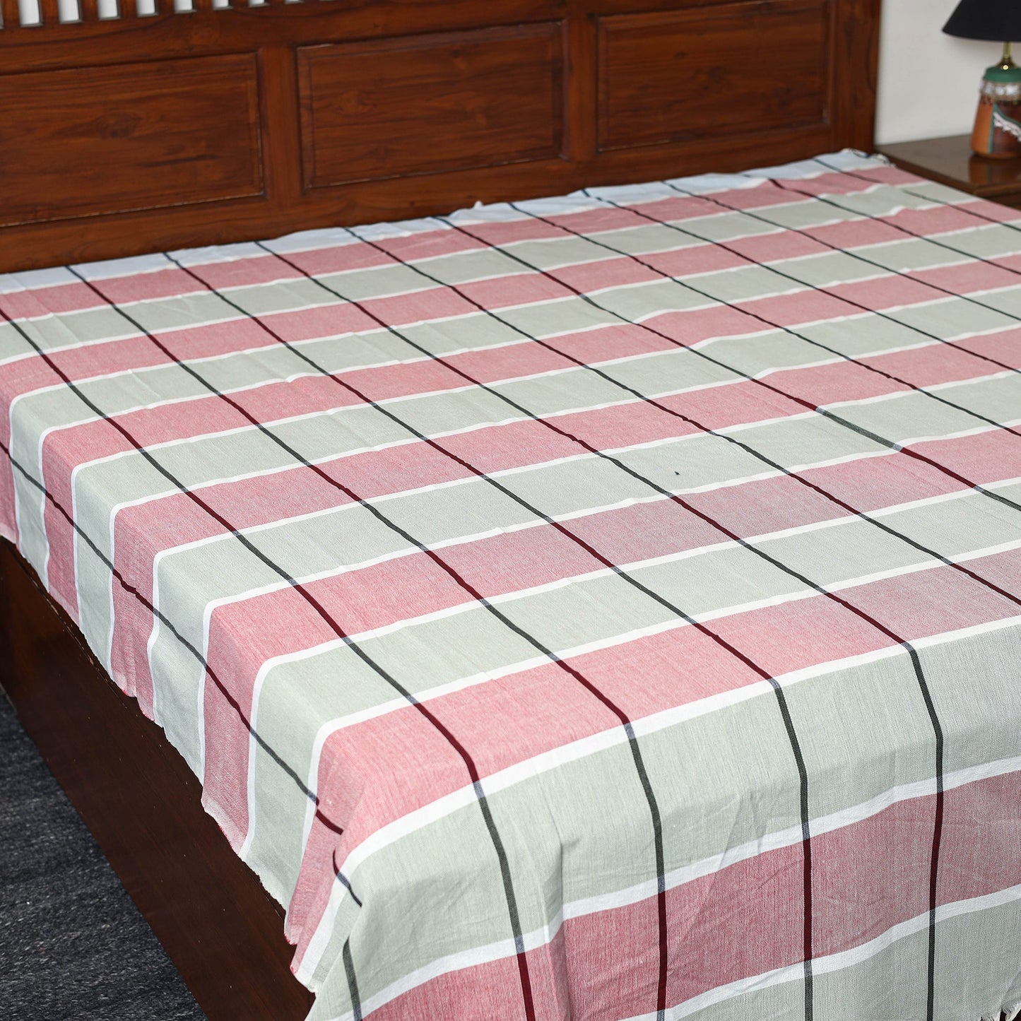 Multicolor - pure handloom double cotton bed sheet (93 x 90