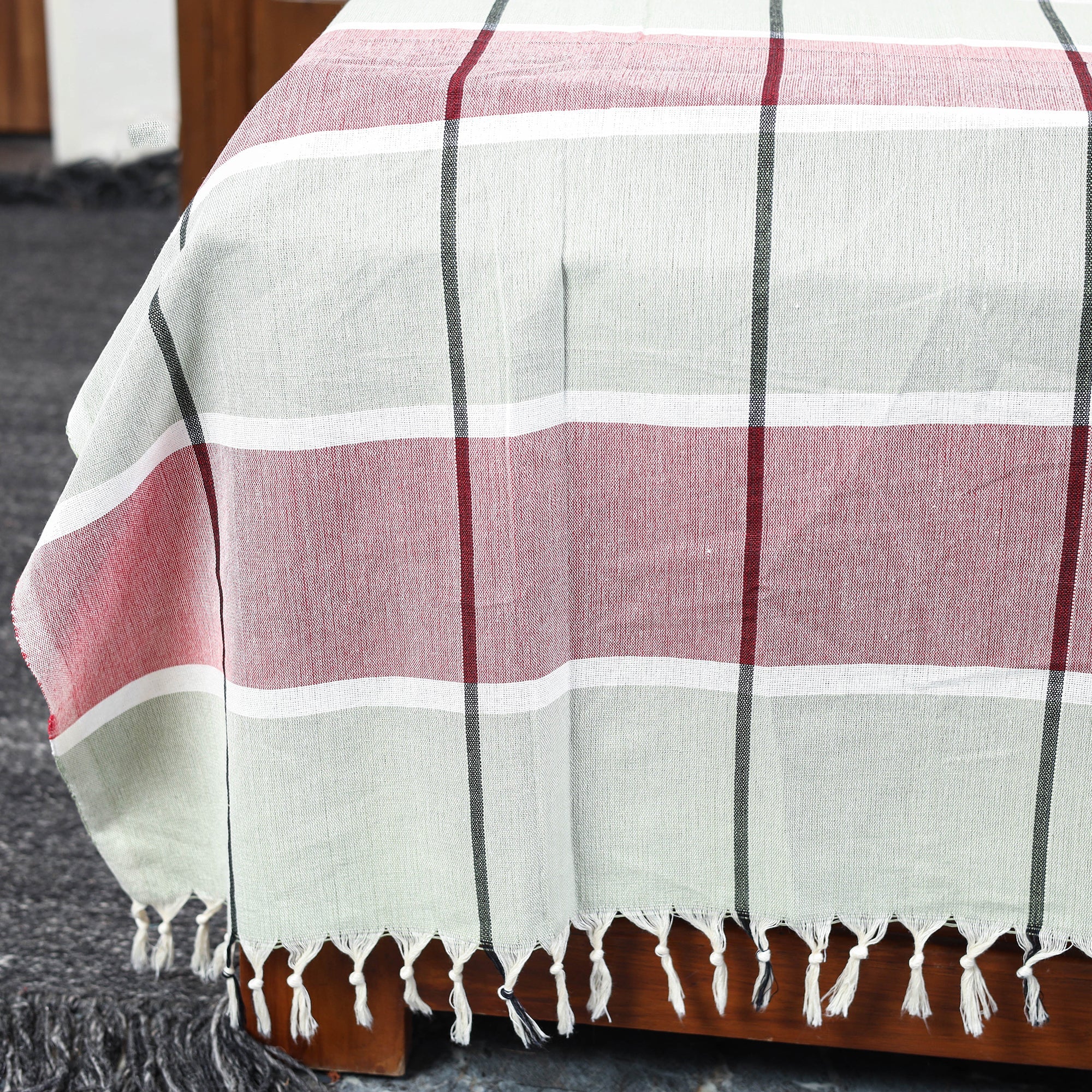 Multicolor - pure handloom double cotton bed sheet (93 x 90