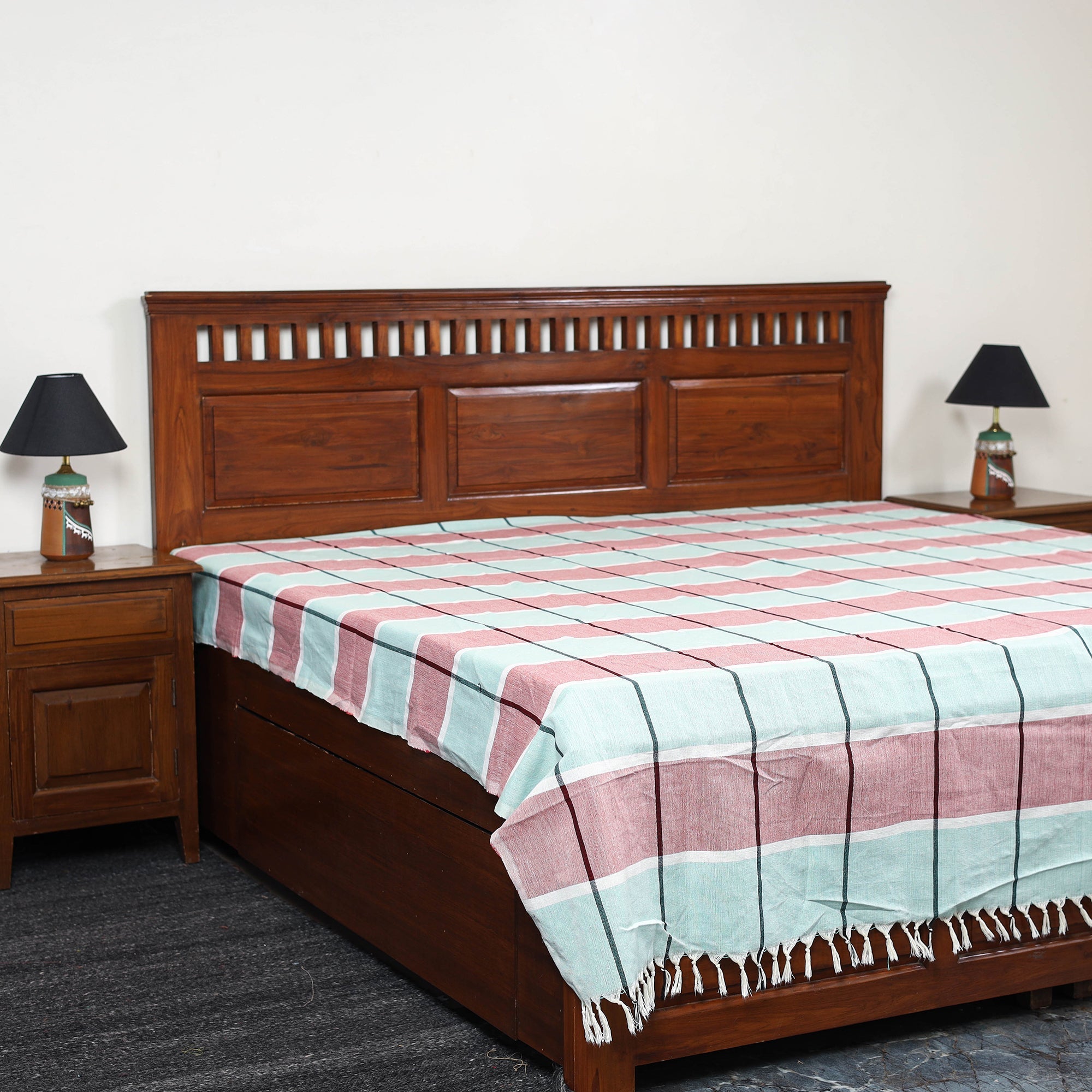 Buy Multicolor Pure Handloom Double Cotton Bed Sheet