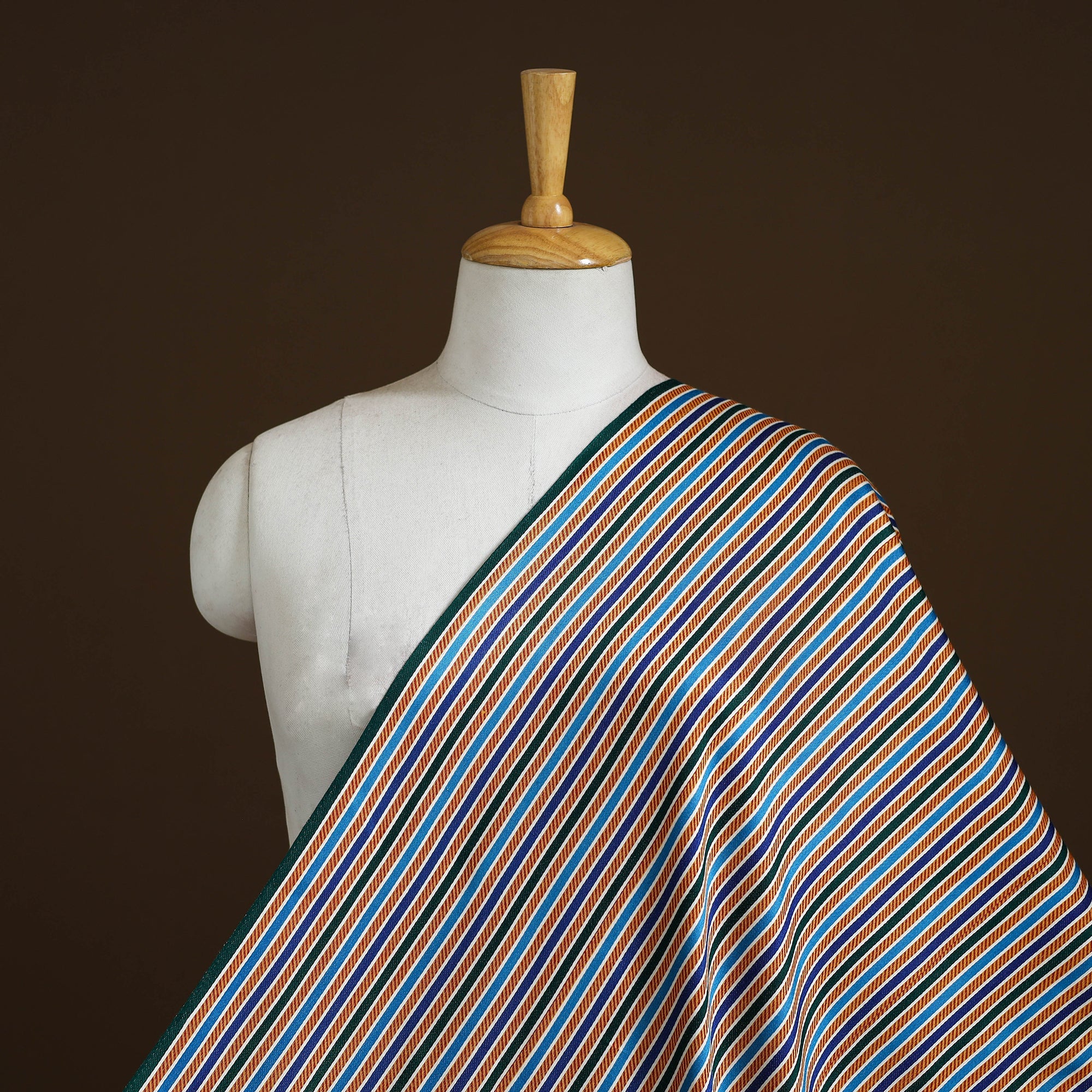 Multicolor Pure Handloom Silk Cotton Mashru Fabric (Width - 22 in)