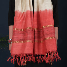  Pure Handloom Spun Silk Tye-Dye Stole with Ghicha Border 