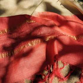  Pure Handloom Spun Silk Tye-Dye Stole with Ghicha Border 