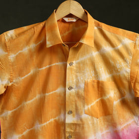 Pure mul cotton half sleeve tie-dye men shibori shirt 01