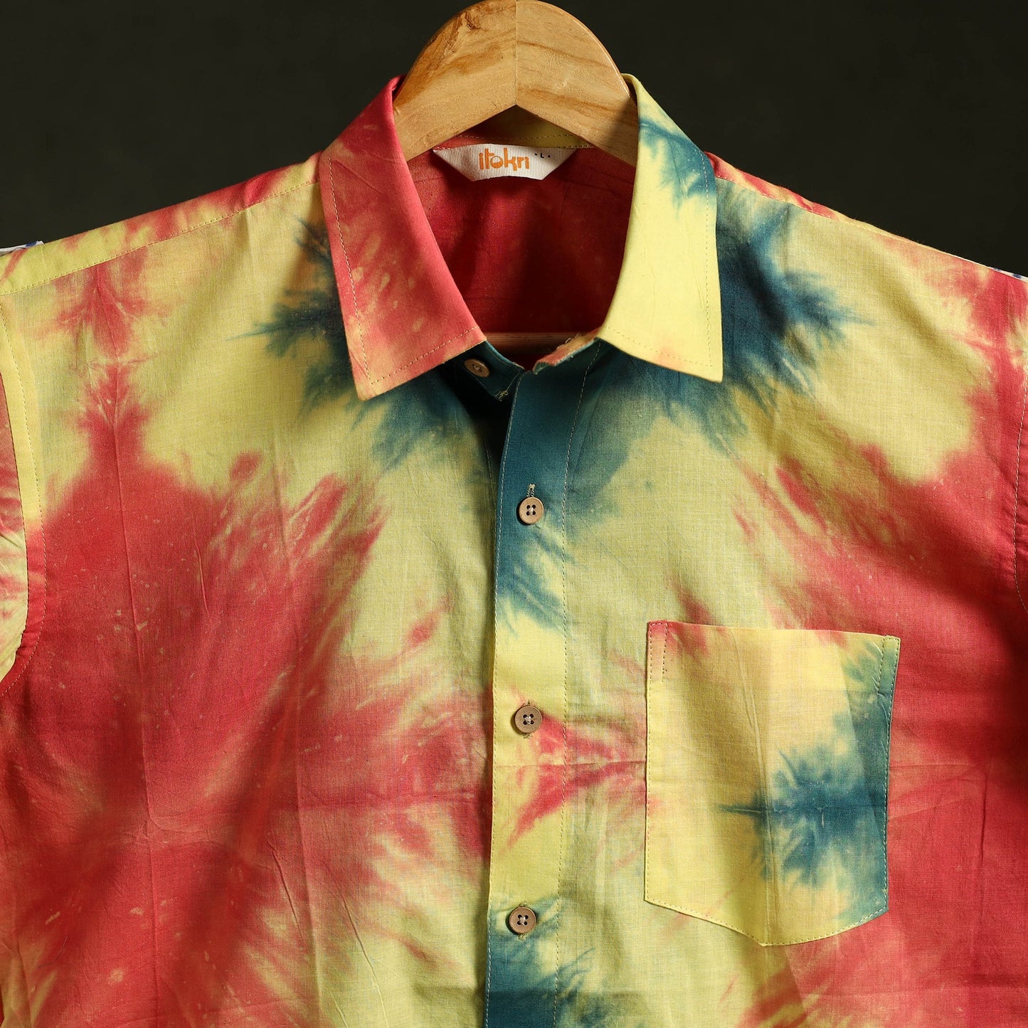 Pure mul cotton half sleeve tie-dye men shibori shirt 06
