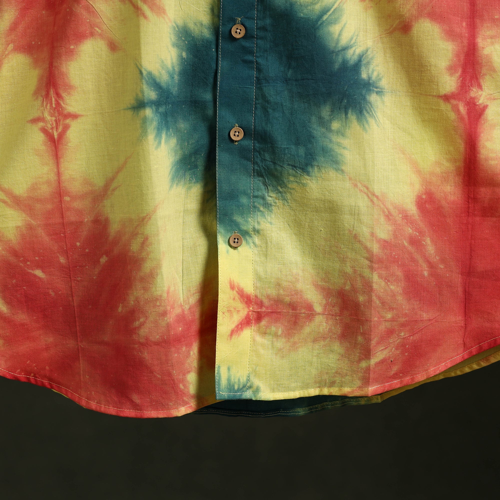 Pure mul cotton half sleeve tie-dye men shibori shirt 06