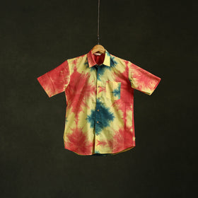 Pure mul cotton half sleeve tie-dye men shibori shirt 06