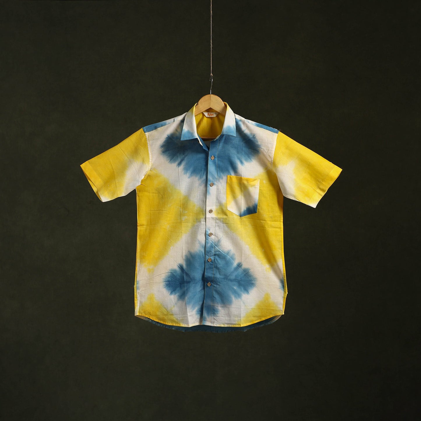Pure mul cotton half sleeve tie-dye men shibori shirt 11