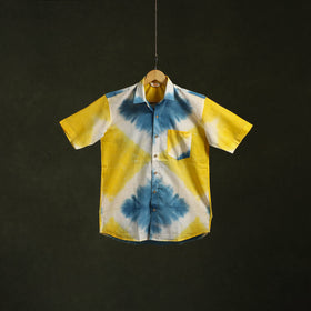 Pure mul cotton half sleeve tie-dye men shibori shirt 11