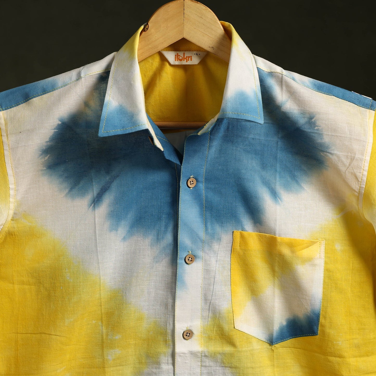 Pure mul cotton half sleeve tie-dye men shibori shirt 11