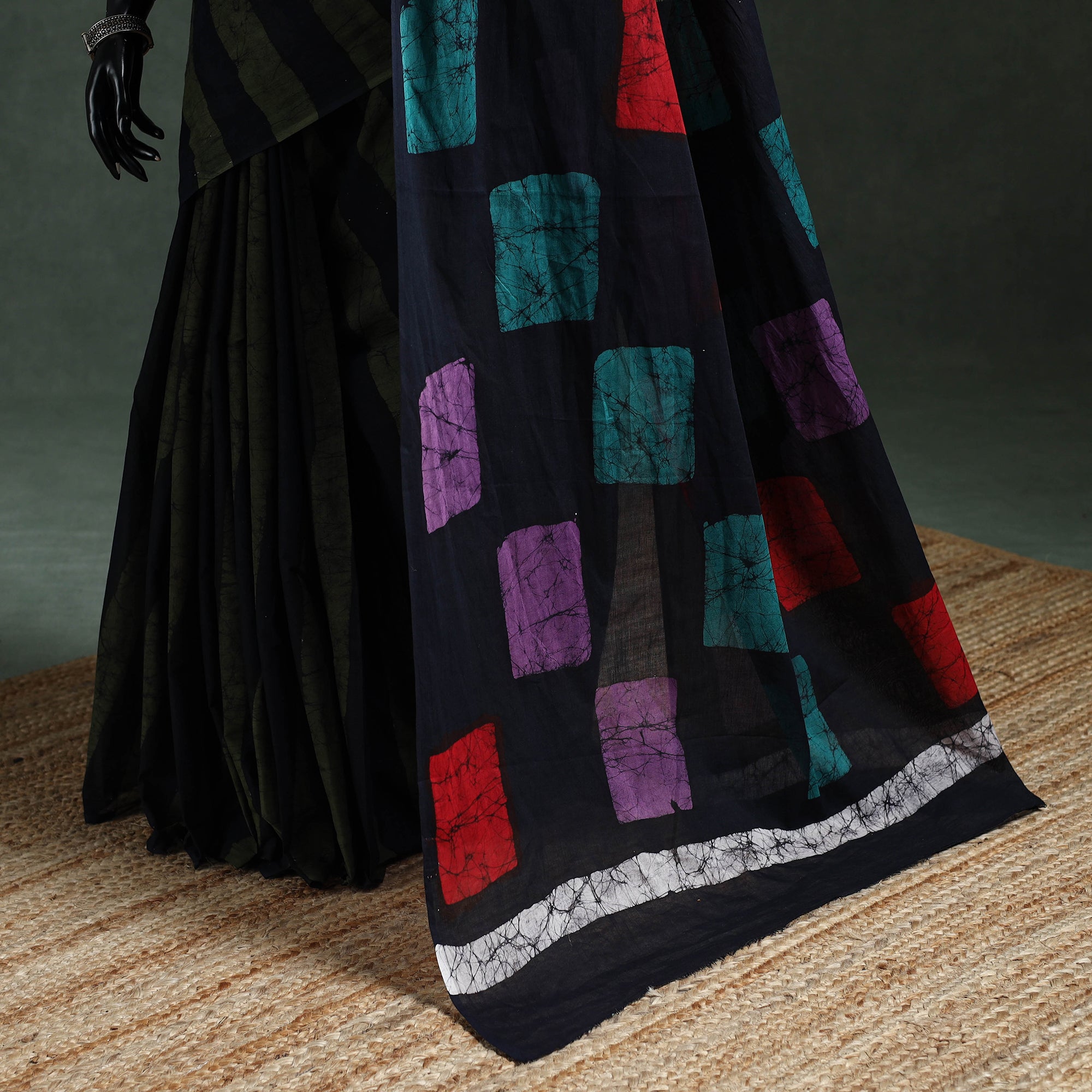 Pure mul cotton hand block batik print saree 18