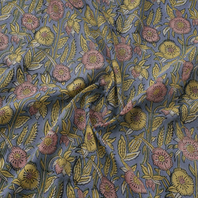 Multicolor - Pure Mul Cotton Hand Block Sanganeri Print Fabric 24