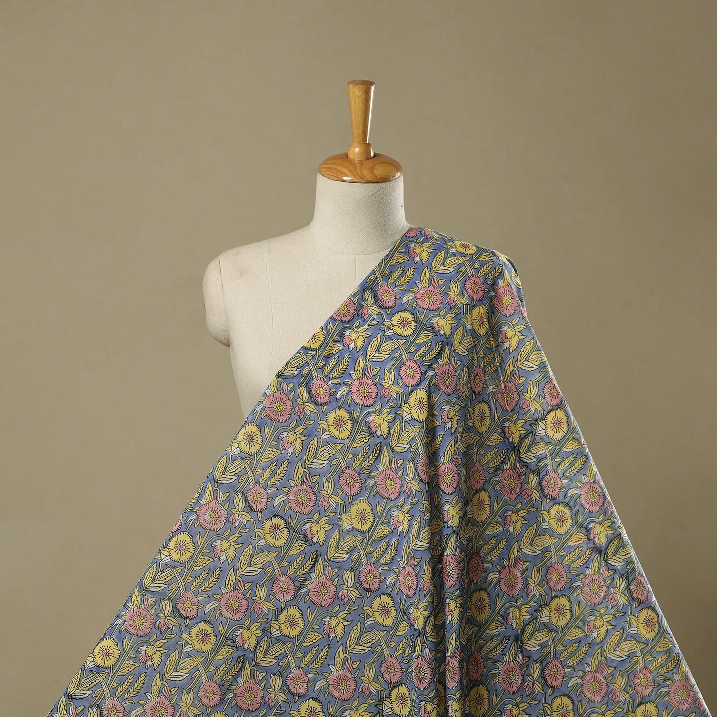 Multicolor - Pure Mul Cotton Hand Block Sanganeri Print Fabric 24