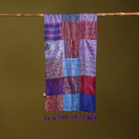 Multicolor - pure silk patchwork stole with tassels 01