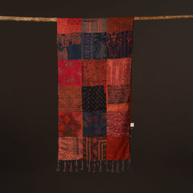 Pure silk patchwork stole with tassels 20 - handcrafted