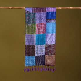 Multicolor - pure silk patchwork stole with tassels 22