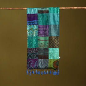 Multicolor - pure silk patchwork stole with tassels 29