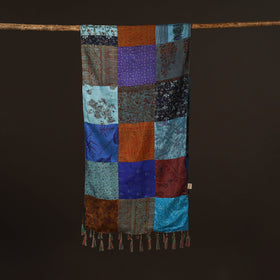 Pure silk patchwork stole with tassels 30 - handcrafted
