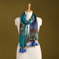 Multicolor - pure silk patchwork stole with tassels 30