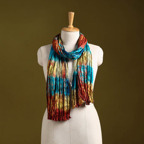 Multicolor - pure silk tie-dye shibori stole 102