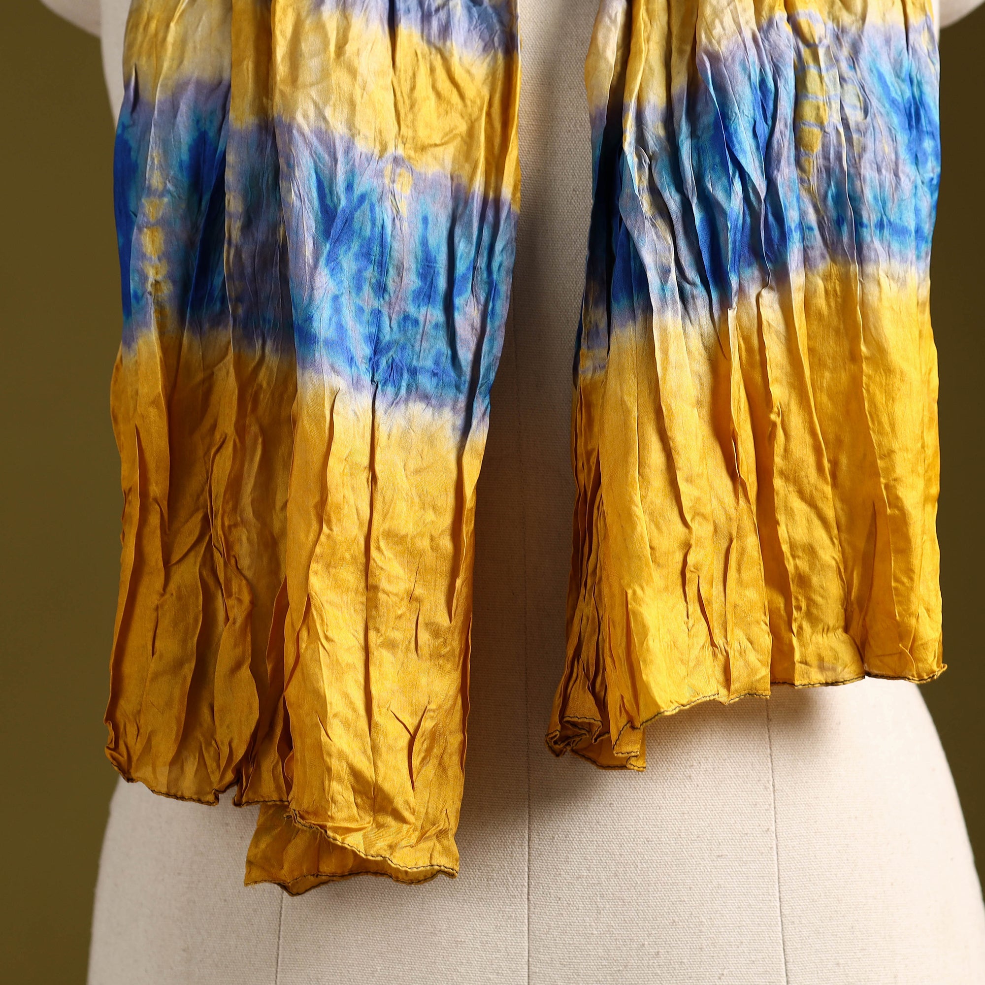 Multicolor - pure silk tie-dye shibori stole 105