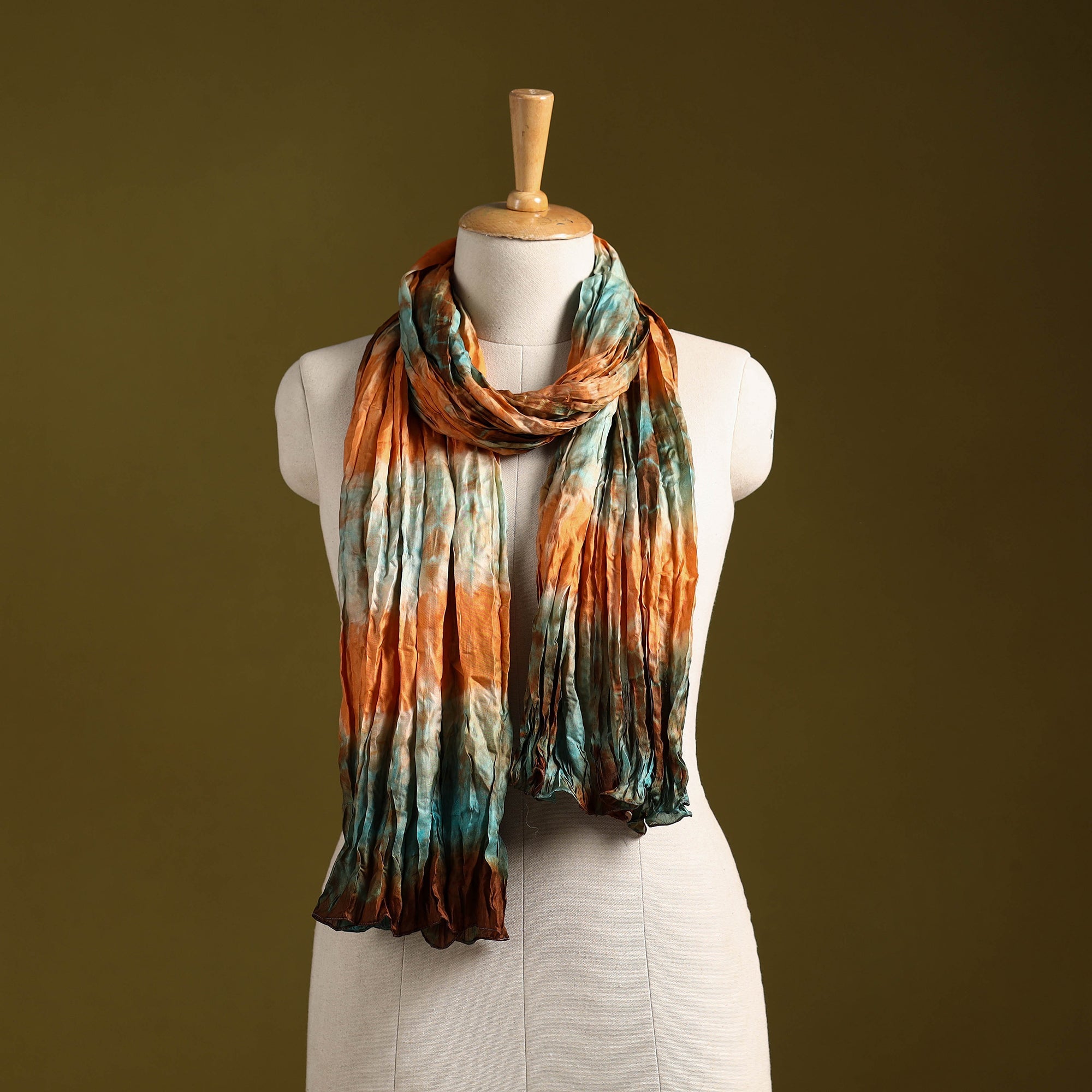 Multicolor - pure silk tie-dye shibori stole 109