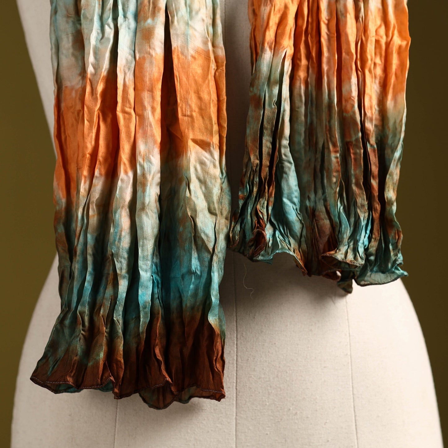 Multicolor - pure silk tie-dye shibori stole 109