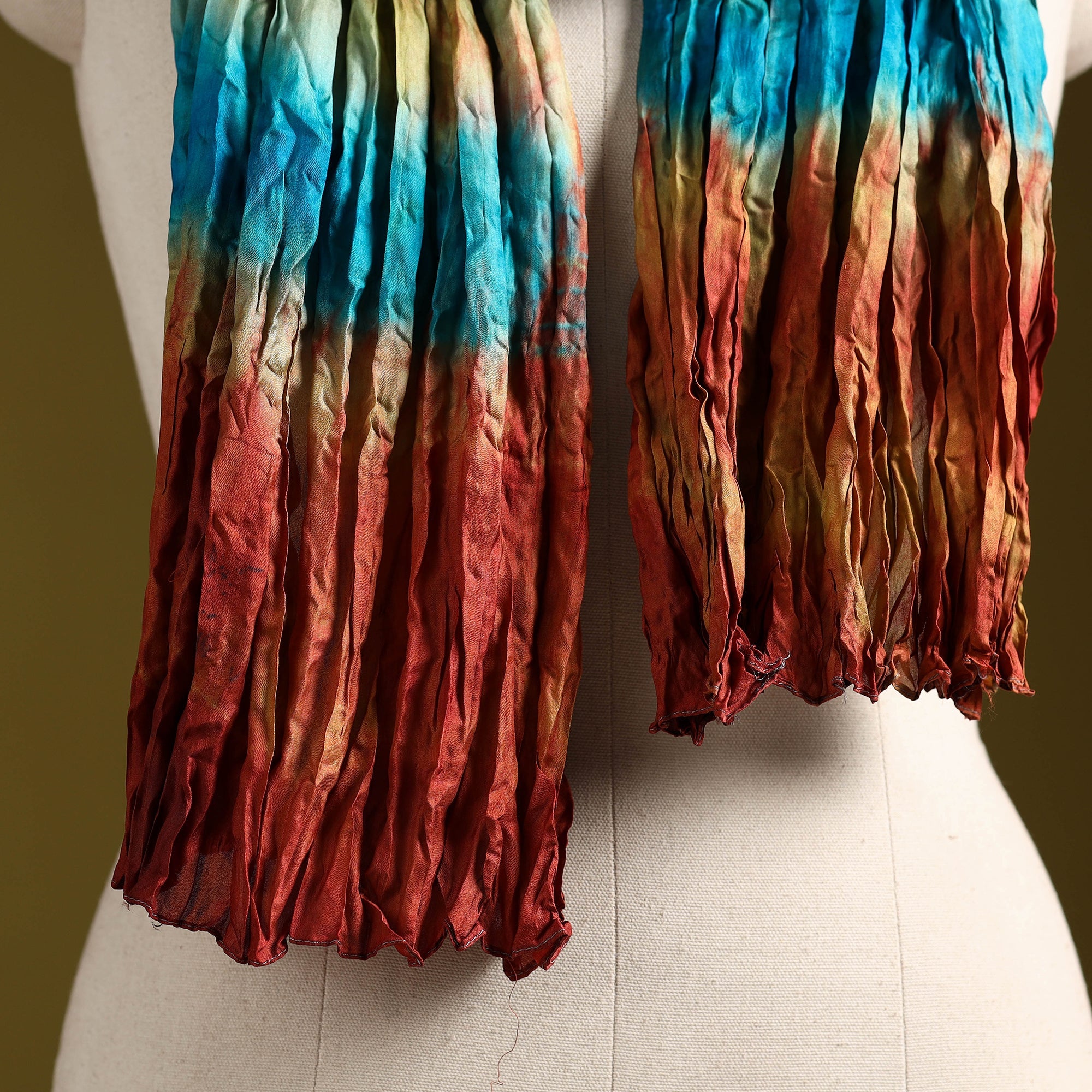 Multicolor - pure silk tie-dye shibori stole 110