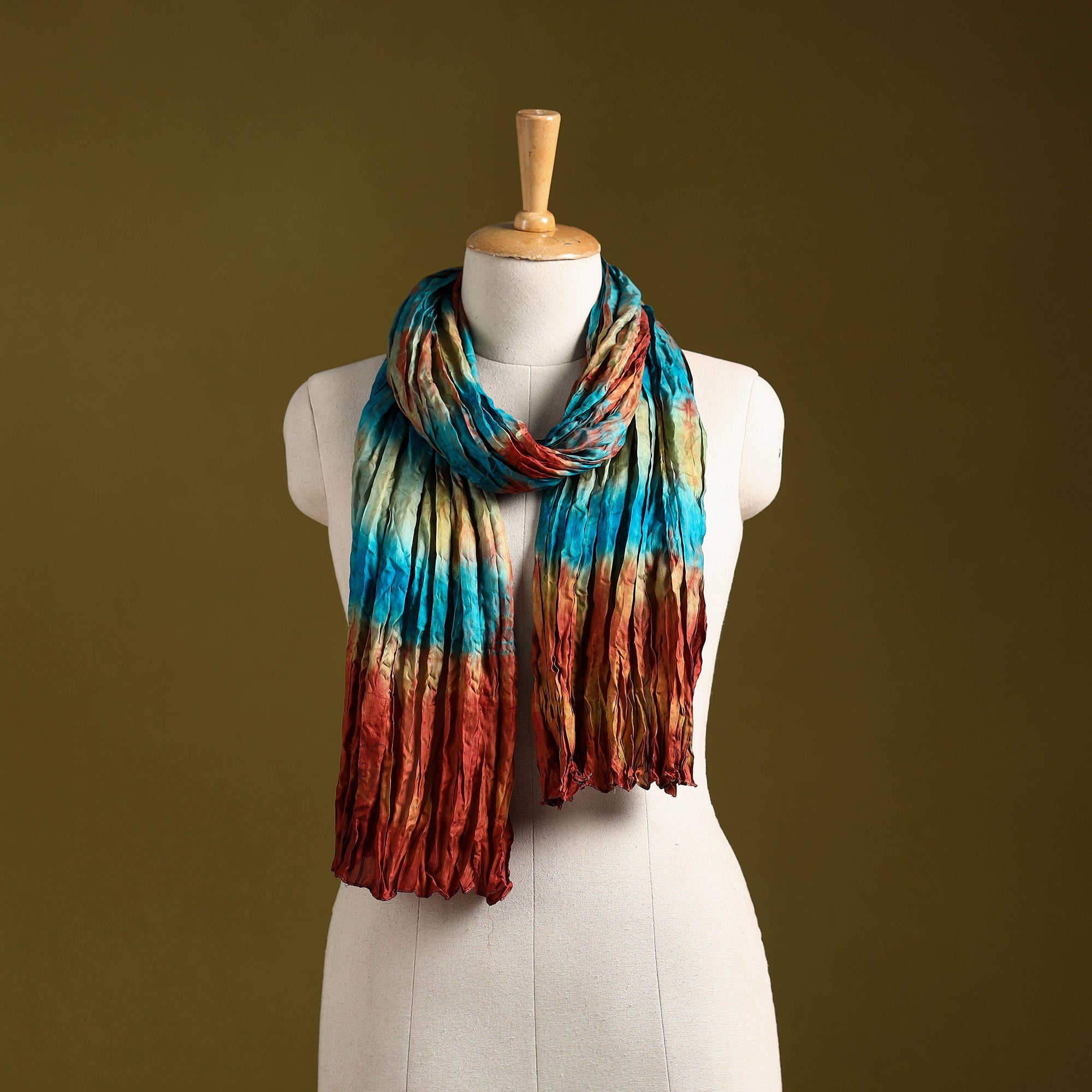 Multicolor - pure silk tie-dye shibori stole 110