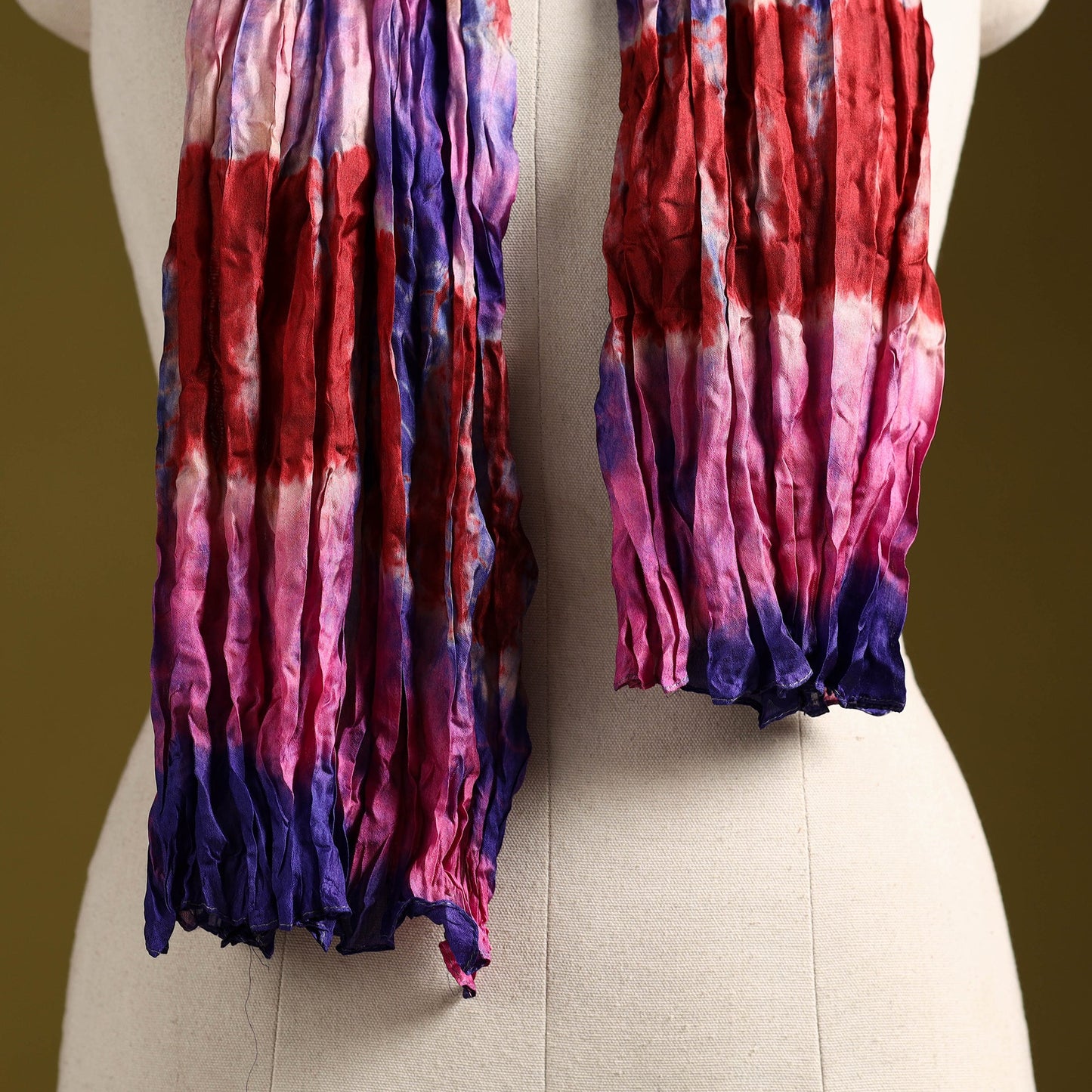 Multicolor - pure silk tie-dye shibori stole 111