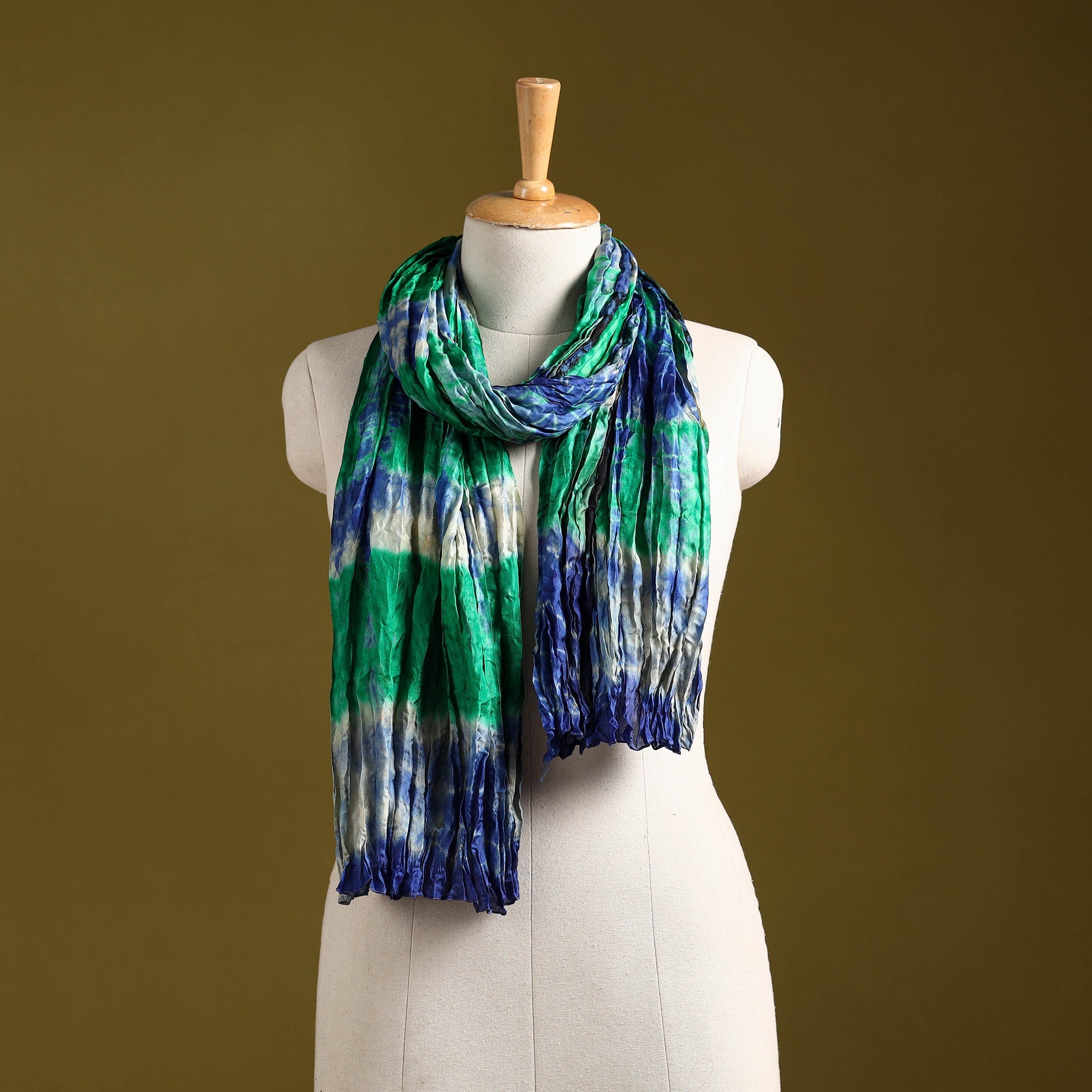 Multicolor - pure silk tie-dye shibori stole 113