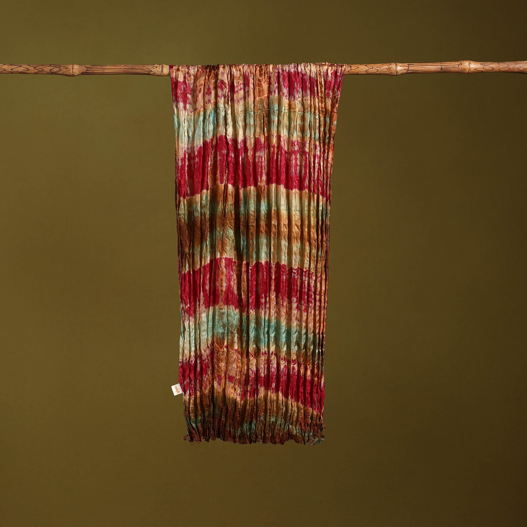 Multicolor - pure silk tie-dye shibori stole 114