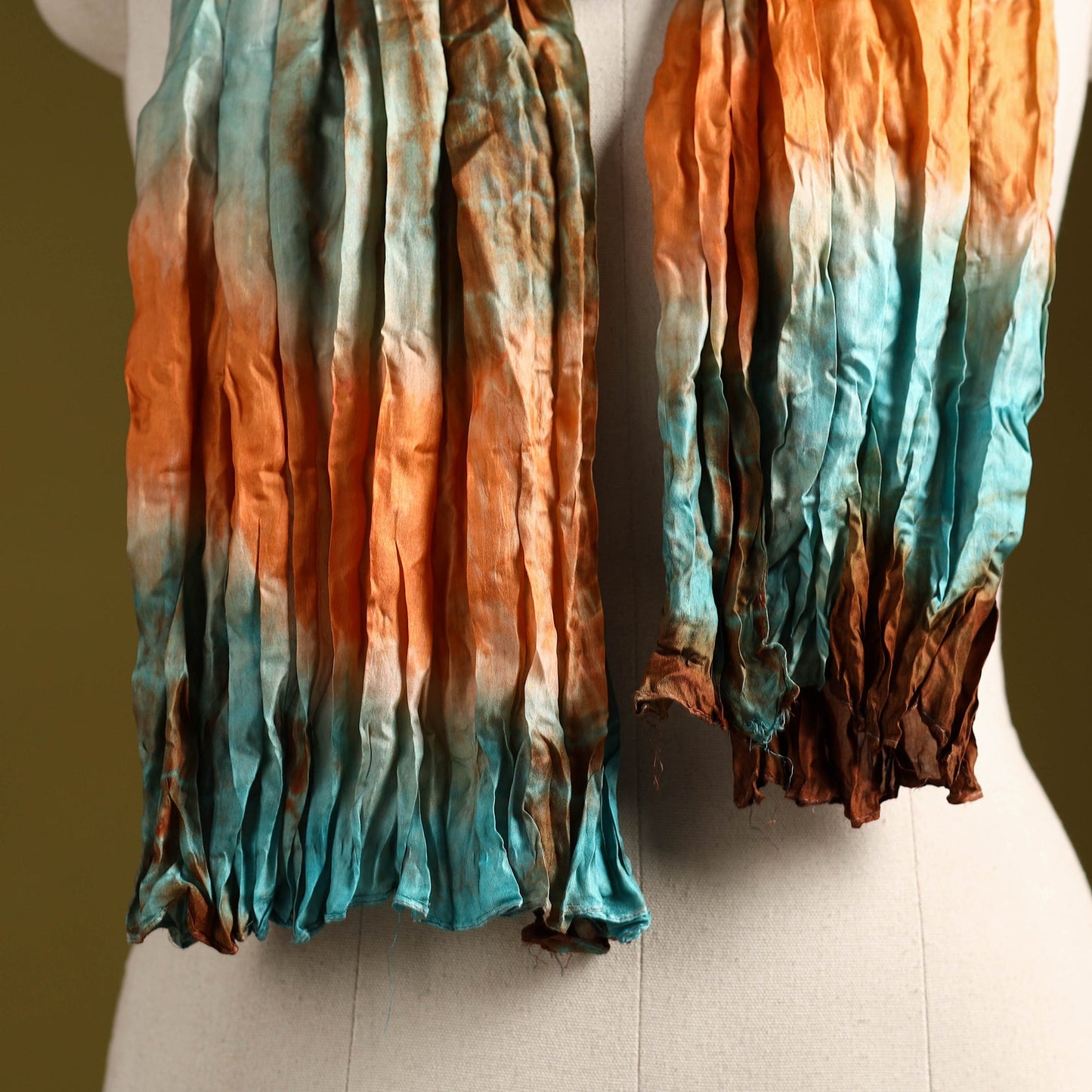 Multicolor - pure silk tie-dye shibori stole 116