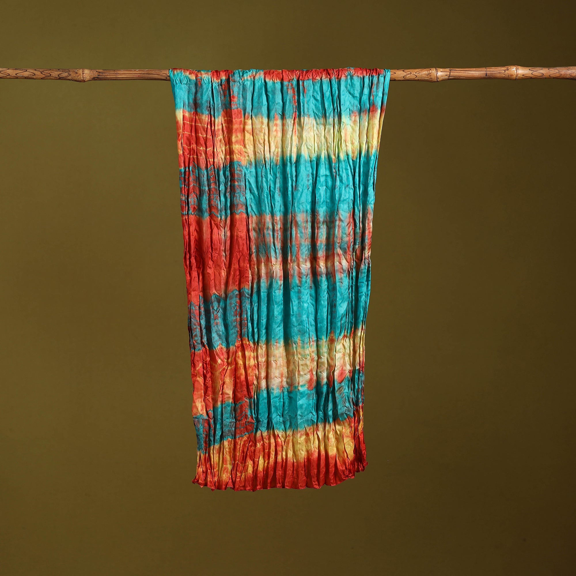 Multicolor - pure silk tie-dye shibori stole 117