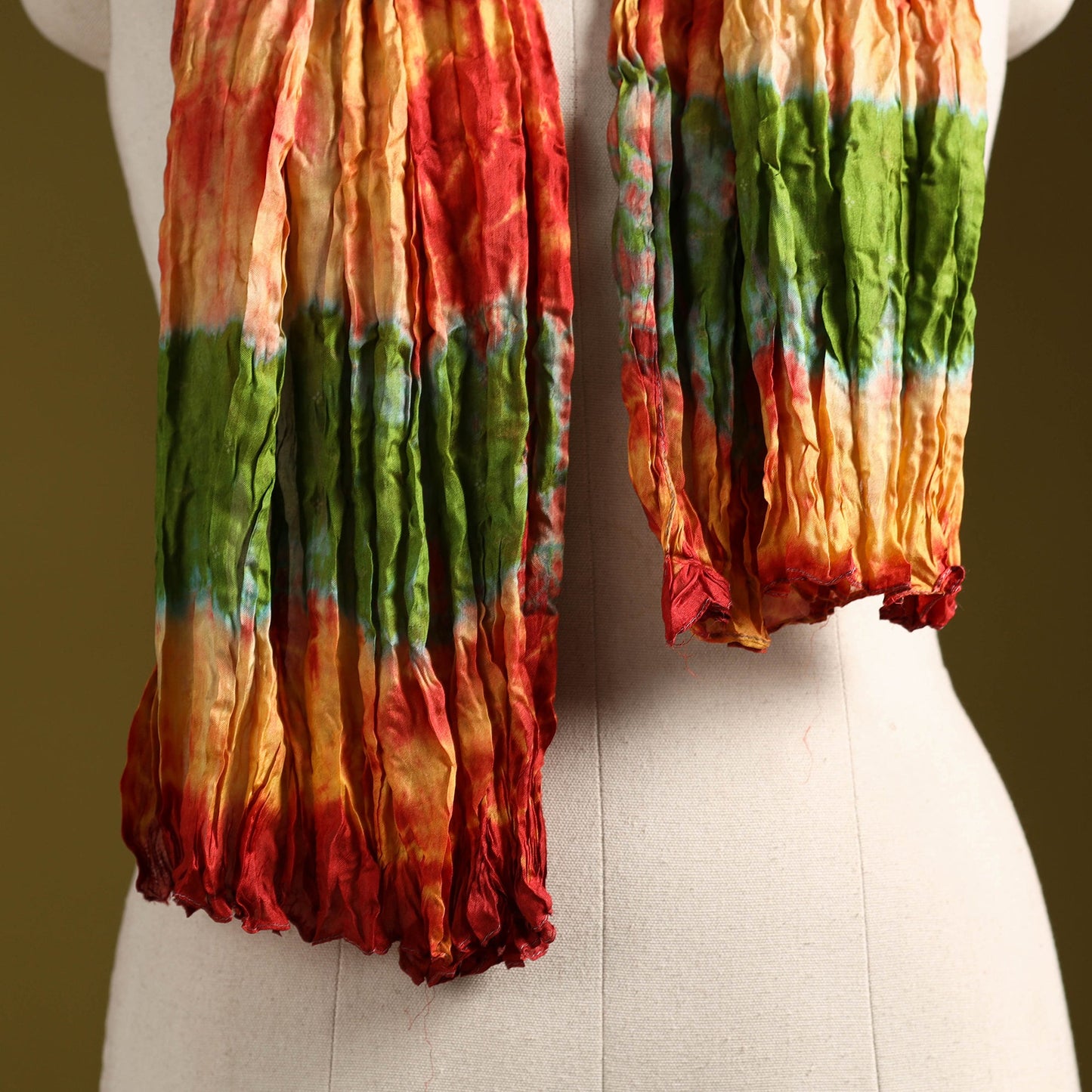Multicolor - pure silk tie-dye shibori stole 118