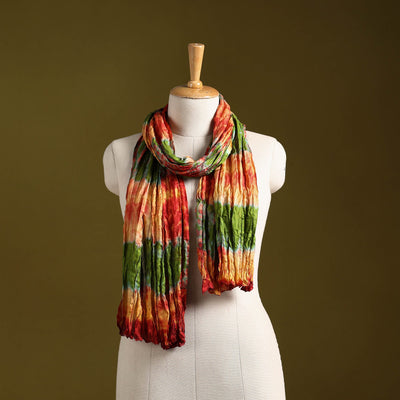 Multicolor - pure silk tie-dye shibori stole 118