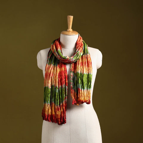 Multicolor - pure silk tie-dye shibori stole 118