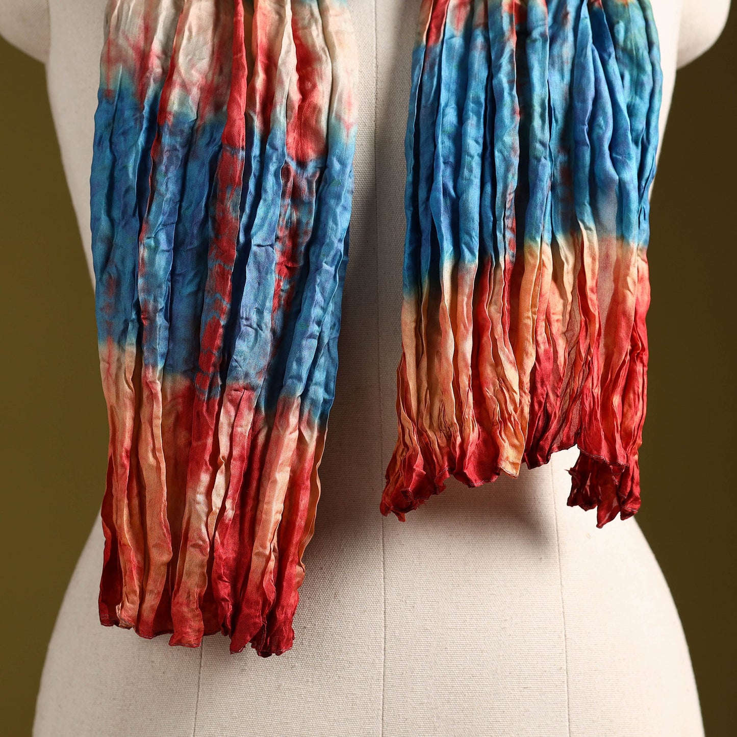 Multicolor - pure silk tie-dye shibori stole 119