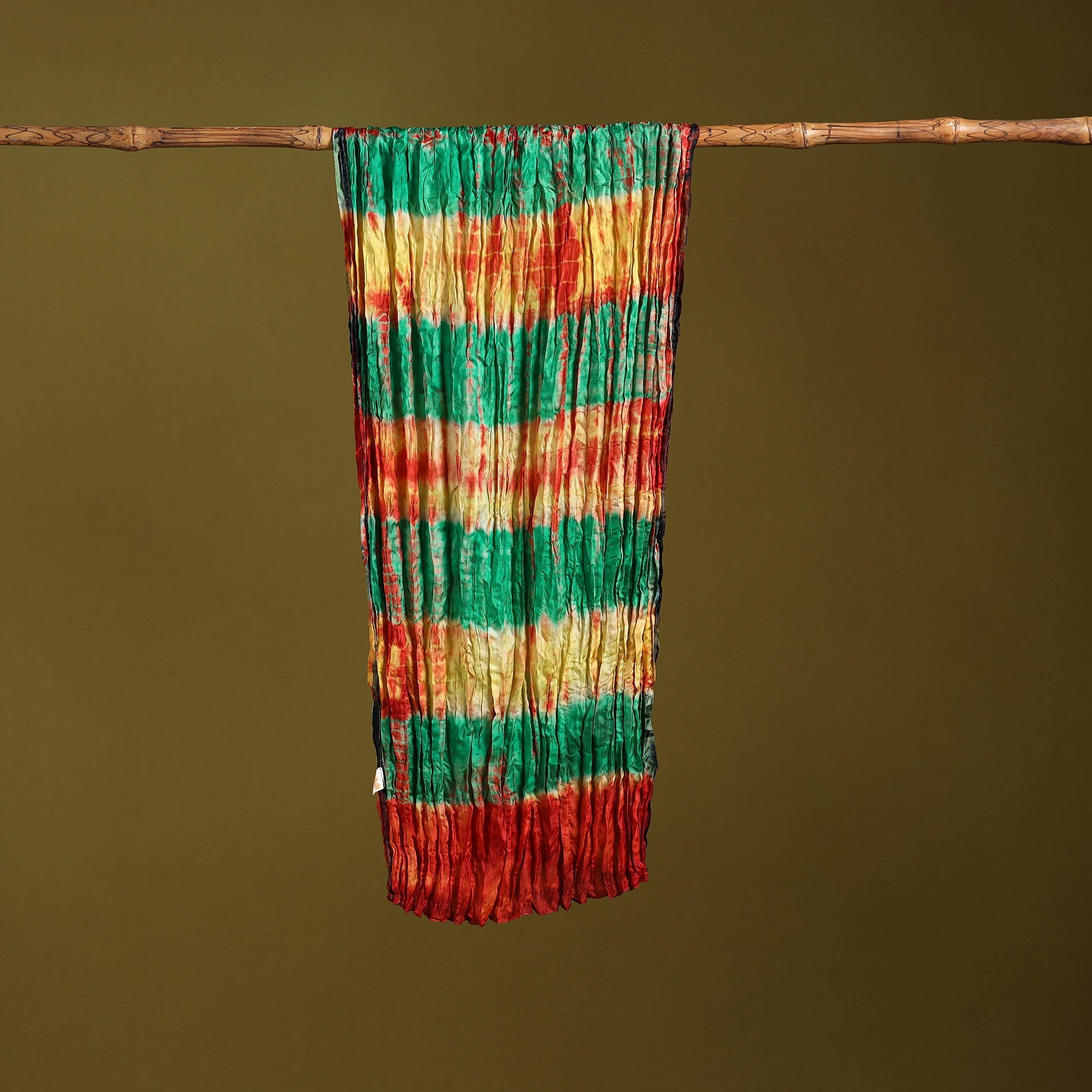 Multicolor - pure silk tie-dye shibori stole 121