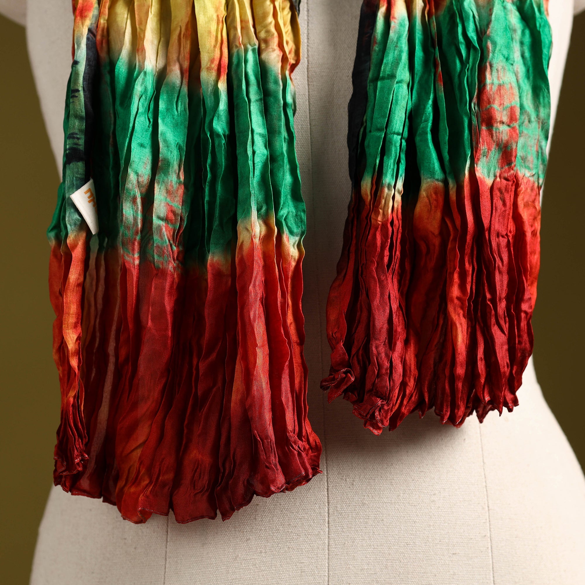 Multicolor - pure silk tie-dye shibori stole 121