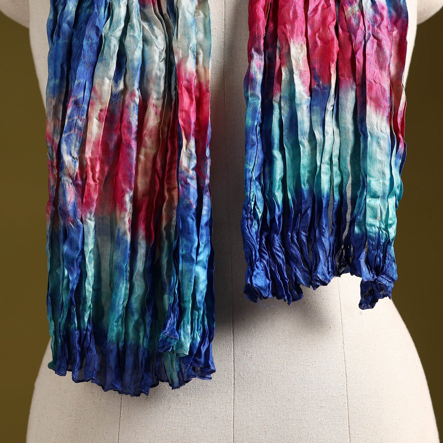 Multicolor - pure silk tie-dye shibori stole 123
