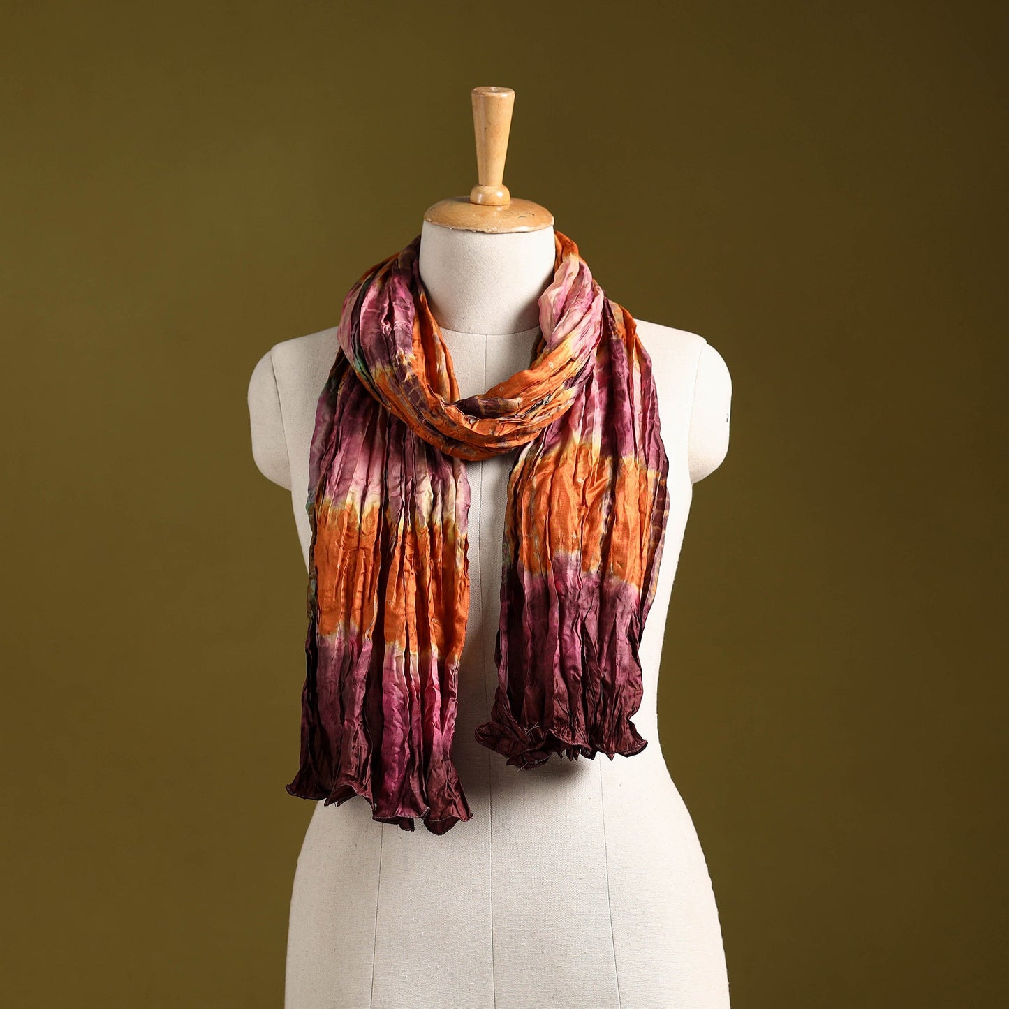 Multicolor - pure silk tie-dye shibori stole 127