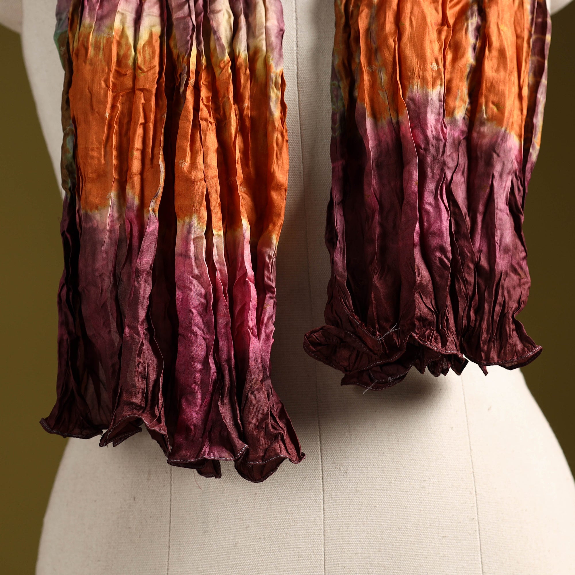 Multicolor - pure silk tie-dye shibori stole 127