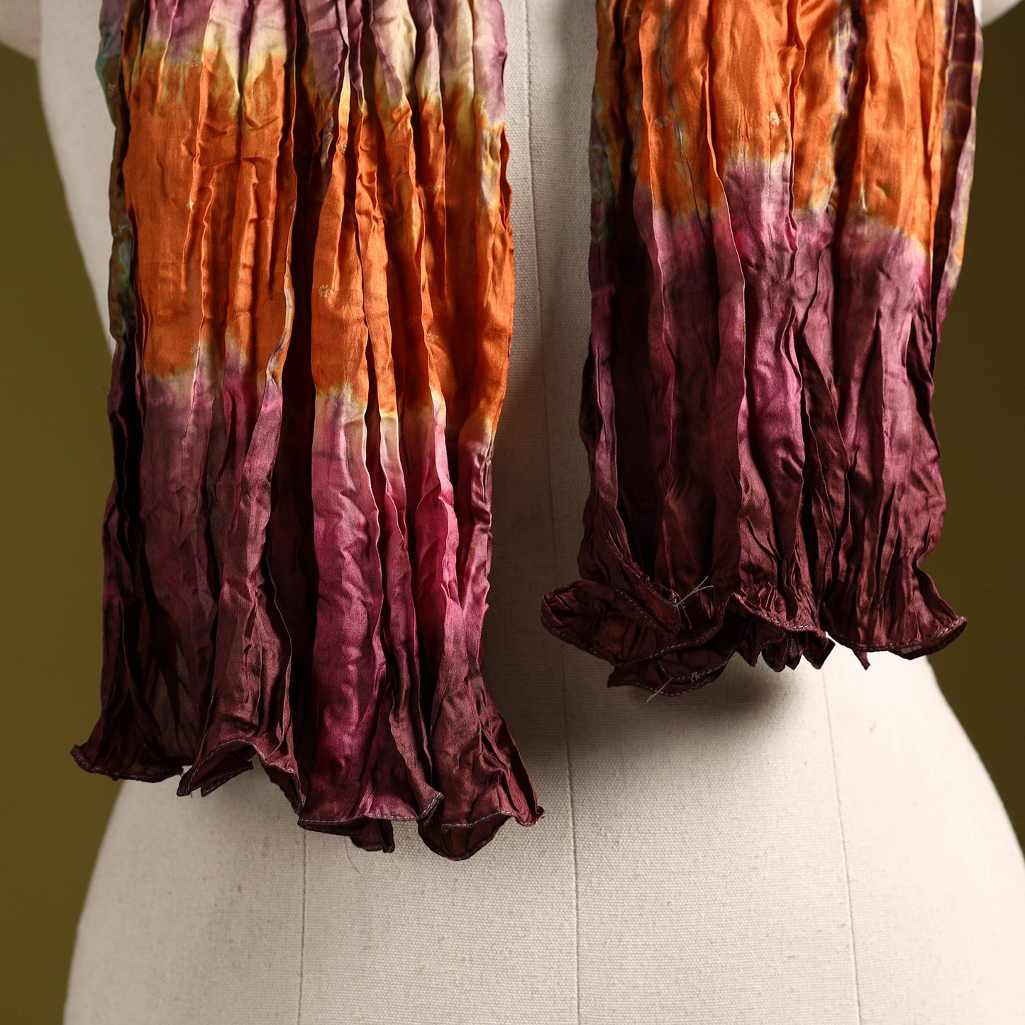 Multicolor - pure silk tie-dye shibori stole 127
