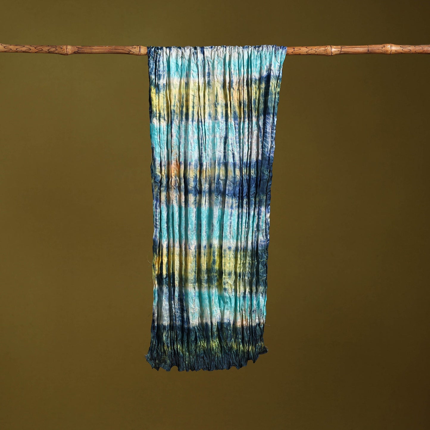 Multicolor - pure silk tie-dye shibori stole 129