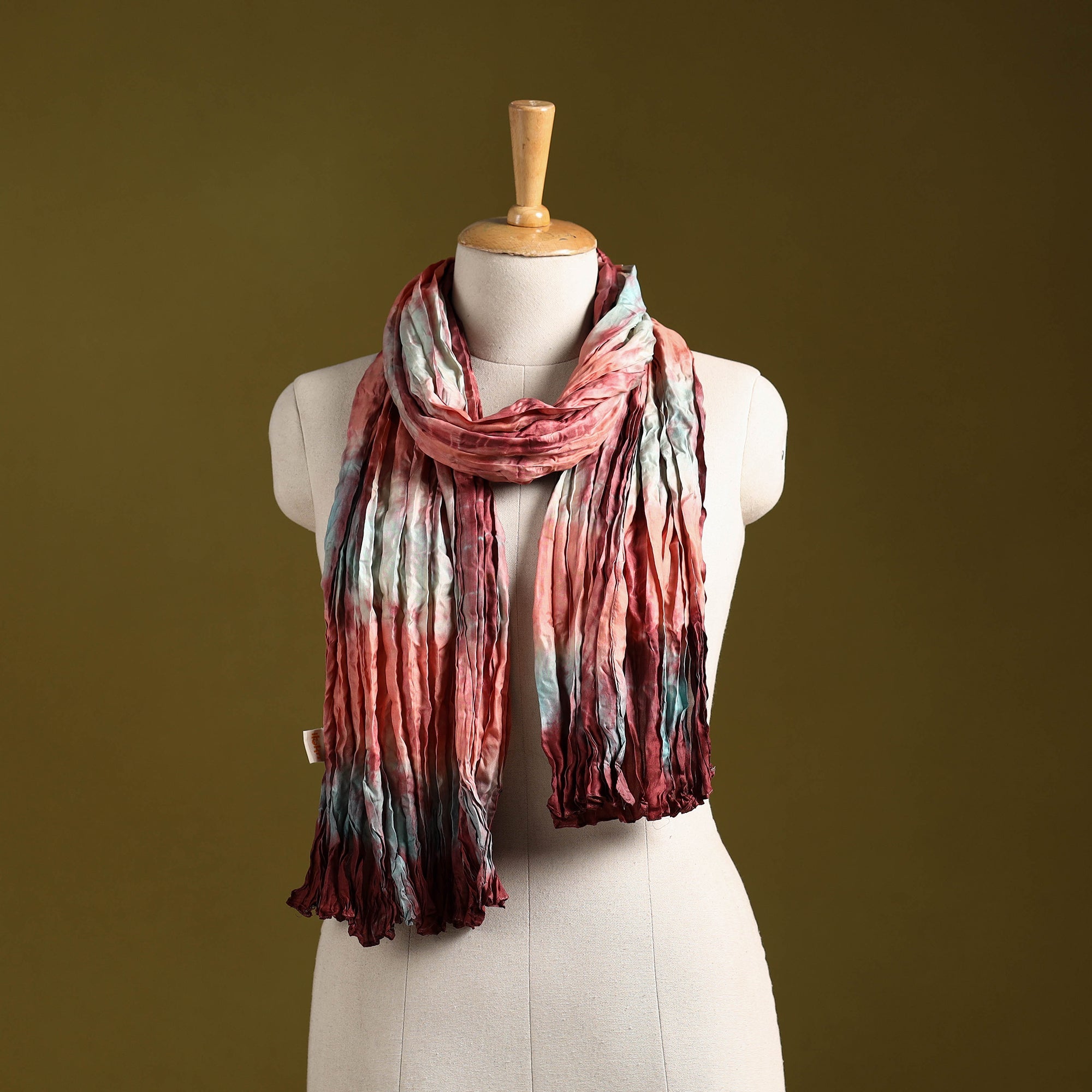 Multicolor - pure silk tie-dye shibori stole 130