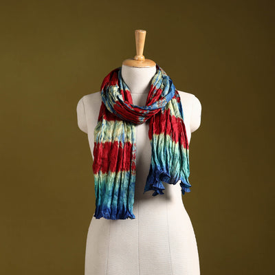 Multicolor - pure silk tie-dye shibori stole 132