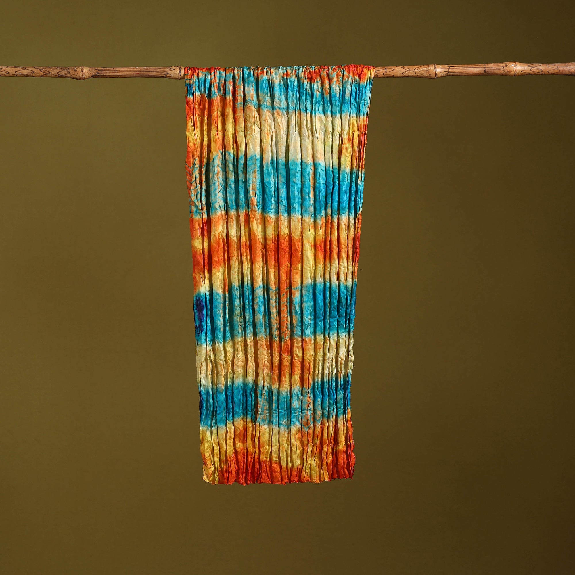 Multicolor - pure silk tie-dye shibori stole 135