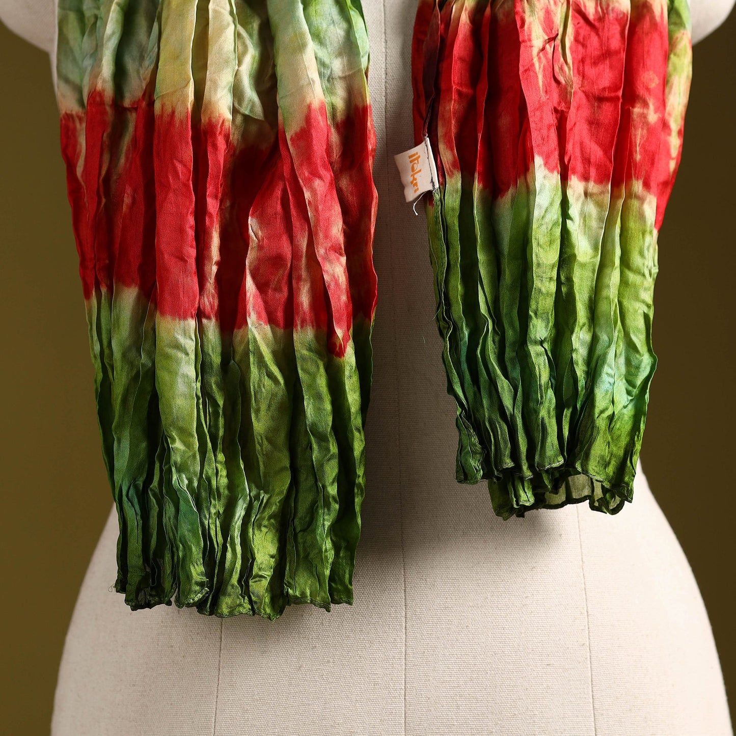 Multicolor - pure silk tie-dye shibori stole 136