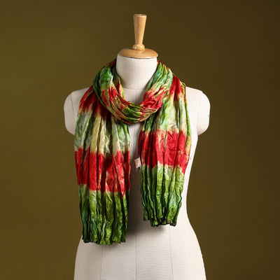 Multicolor - pure silk tie-dye shibori stole 136