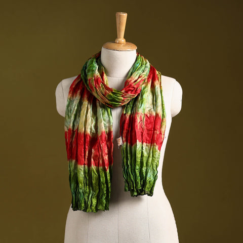 Multicolor - pure silk tie-dye shibori stole 136